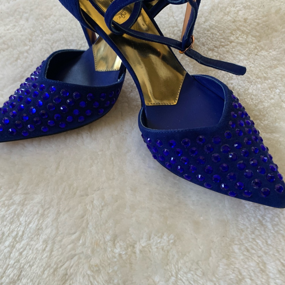 Ted Baker Blue Rhinestone Heels - Picture 4 of 10